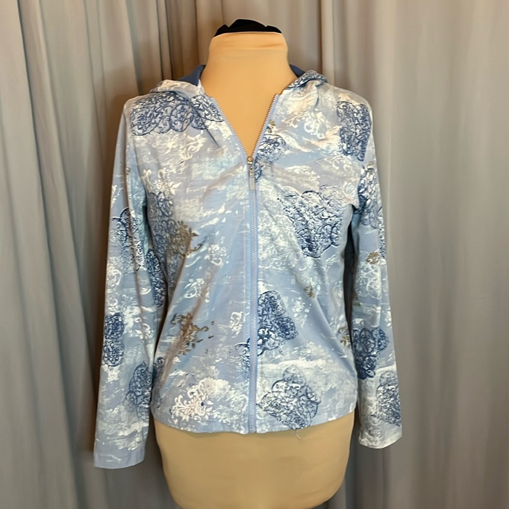 Onque Casuals Women's Lighweight Zipper Hoodie Jacket Blue